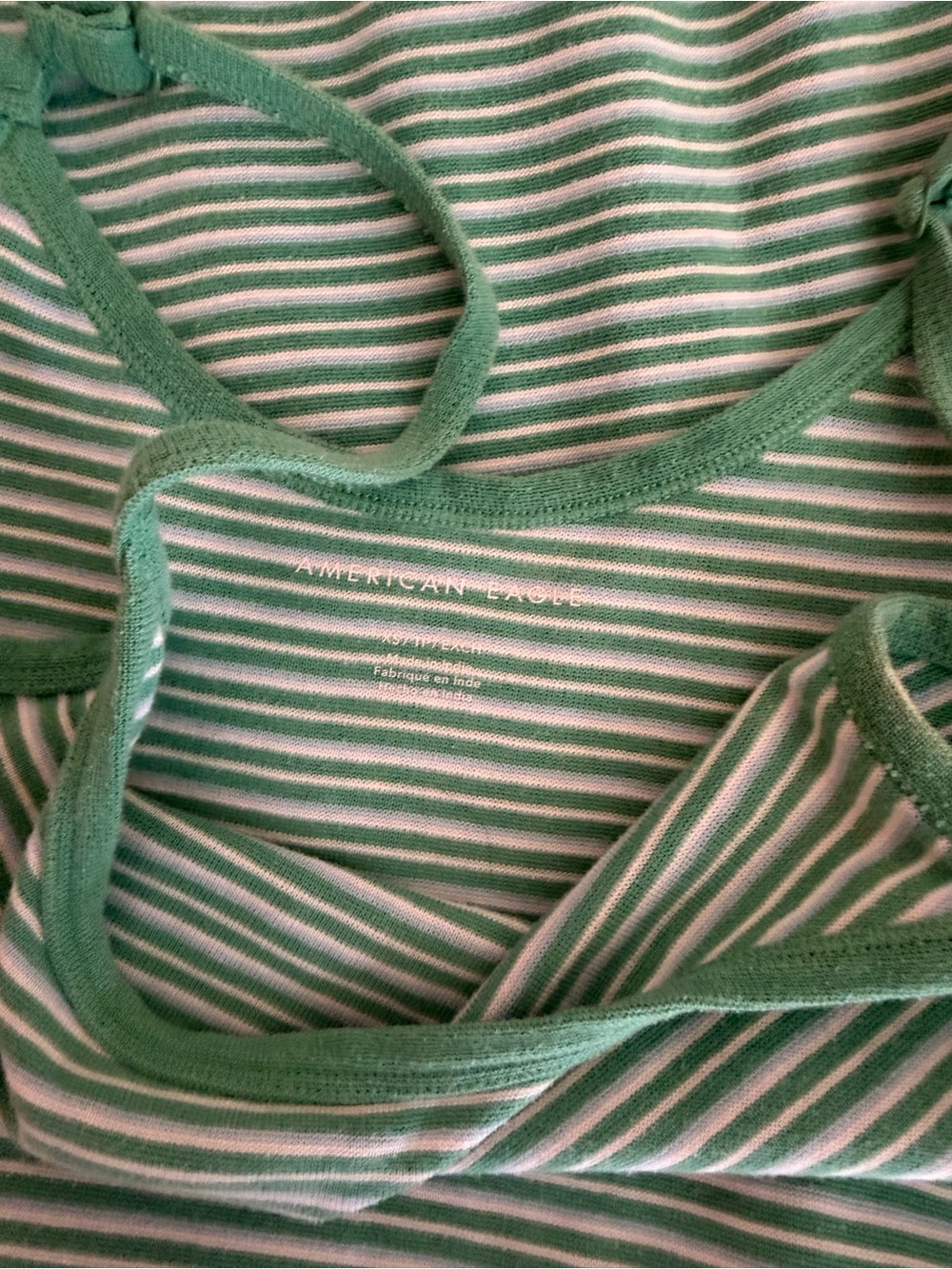 American Eagle Outfitters Green and White Striped Women's Top